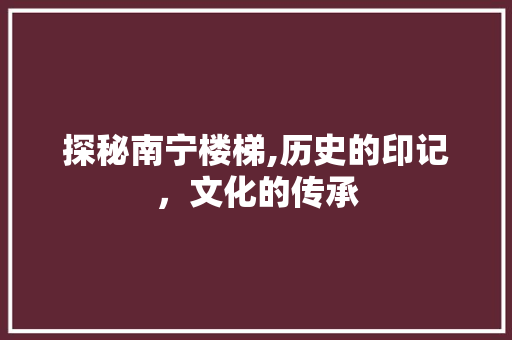 探秘南宁楼梯,历史的印记，文化的传承  第1张