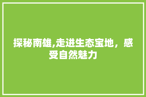 探秘南雄,走进生态宝地，感受自然魅力