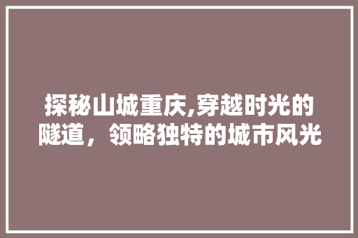探秘山城重庆,穿越时光的隧道，领略独特的城市风光