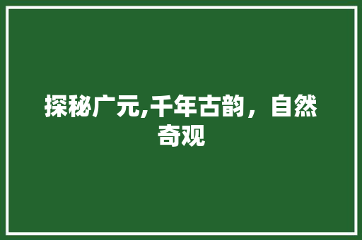 探秘广元,千年古韵，自然奇观