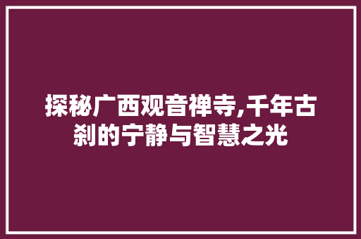 探秘广西观音禅寺,千年古刹的宁静与智慧之光  第1张