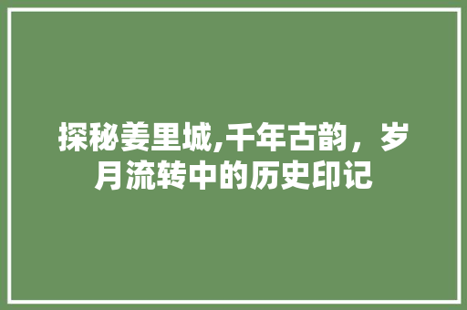 探秘姜里城,千年古韵，岁月流转中的历史印记  第1张