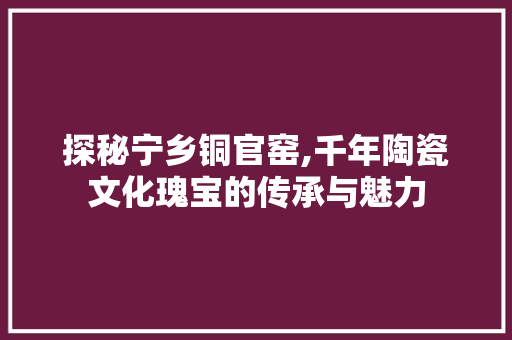 探秘宁乡铜官窑,千年陶瓷文化瑰宝的传承与魅力