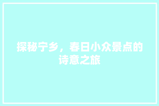 探秘宁乡，春日小众景点的诗意之旅