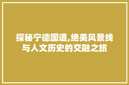 探秘宁德国道,绝美风景线与人文历史的交融之旅