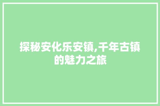 探秘安化乐安镇,千年古镇的魅力之旅  第1张