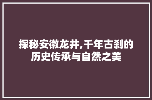 探秘安徽龙井,千年古刹的历史传承与自然之美  第1张