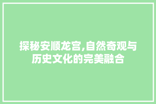 探秘安顺龙宫,自然奇观与历史文化的完美融合  第1张