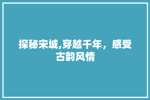 探秘宋城,穿越千年，感受古韵风情
