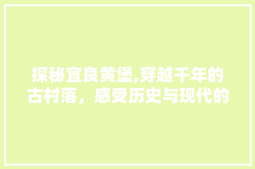 探秘宜良黄堡,穿越千年的古村落，感受历史与现代的交融