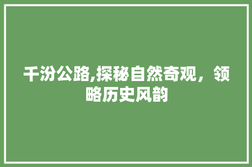 千汾公路,探秘自然奇观，领略历史风韵  第1张