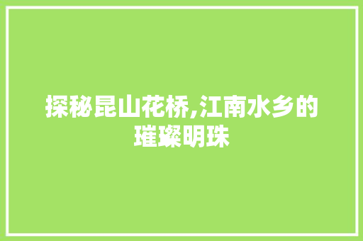 探秘昆山花桥,江南水乡的璀璨明珠
