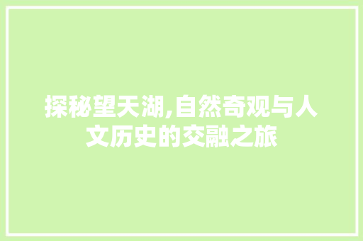 探秘望天湖,自然奇观与人文历史的交融之旅  第1张