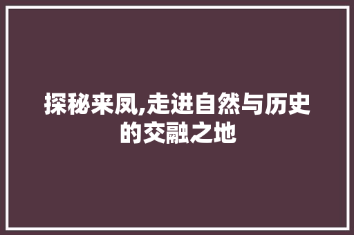 探秘来凤,走进自然与历史的交融之地  第1张