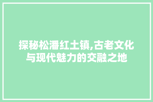 探秘松潘红土镇,古老文化与现代魅力的交融之地  第1张