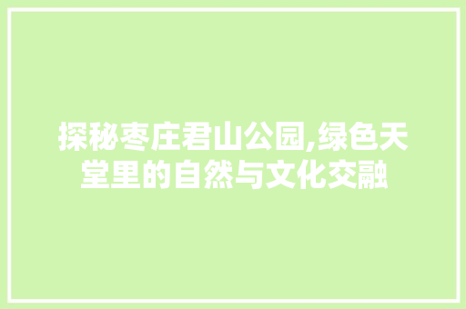 探秘枣庄君山公园,绿色天堂里的自然与文化交融  第1张