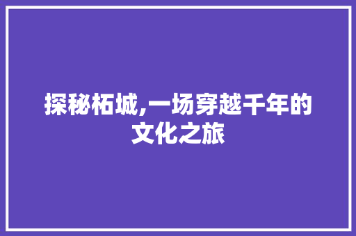 探秘柘城,一场穿越千年的文化之旅