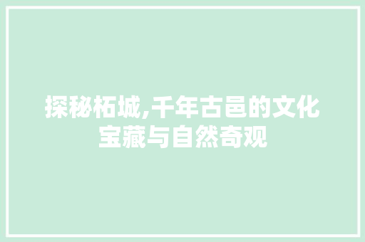 探秘柘城,千年古邑的文化宝藏与自然奇观  第1张