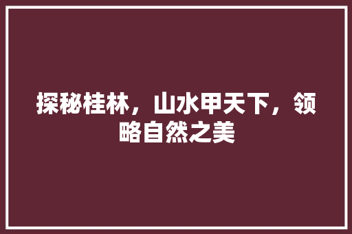 探秘桂林，山水甲天下，领略自然之美  第1张
