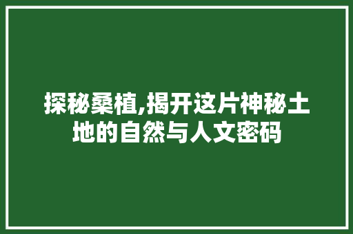 探秘桑植,揭开这片神秘土地的自然与人文密码  第1张