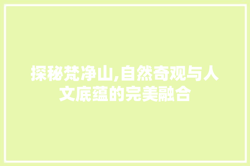 探秘梵净山,自然奇观与人文底蕴的完美融合  第1张