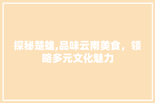 探秘楚雄,品味云南美食，领略多元文化魅力