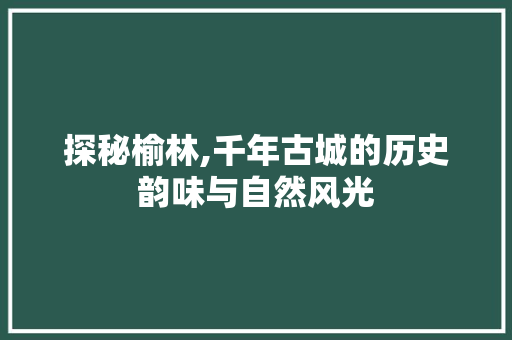 探秘榆林,千年古城的历史韵味与自然风光