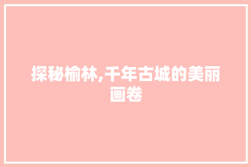 探秘榆林,千年古城的美丽画卷