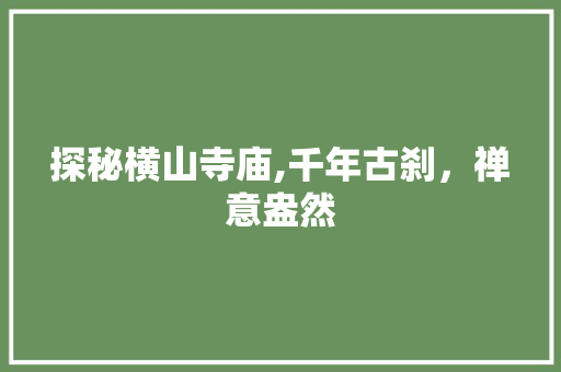 探秘横山寺庙,千年古刹，禅意盎然  第1张