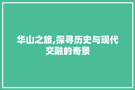 华山之旅,探寻历史与现代交融的奇景