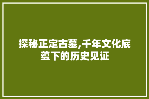 探秘正定古墓,千年文化底蕴下的历史见证
