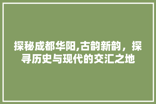 探秘成都华阳,古韵新韵，探寻历史与现代的交汇之地