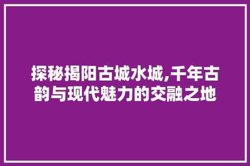 探秘揭阳古城水城,千年古韵与现代魅力的交融之地  第1张