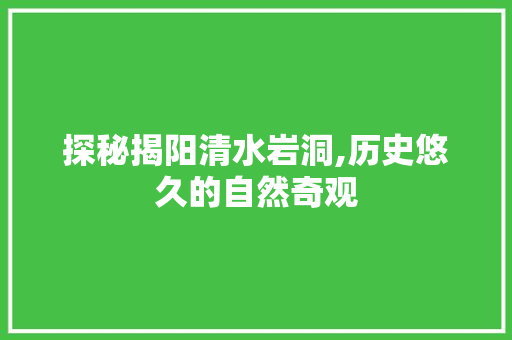 探秘揭阳清水岩洞,历史悠久的自然奇观  第1张