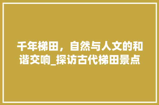 千年梯田，自然与人文的和谐交响_探访古代梯田景点  第1张