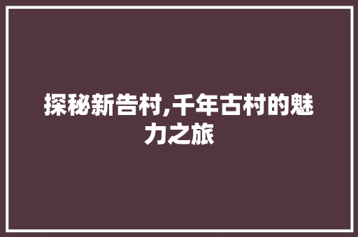 探秘新告村,千年古村的魅力之旅  第1张