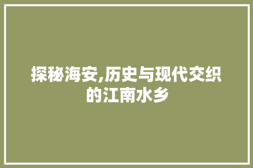 探秘海安,历史与现代交织的江南水乡  第1张