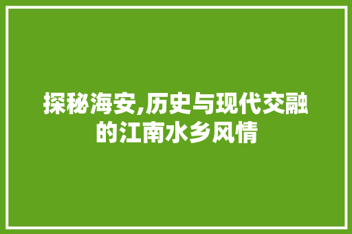 探秘海安,历史与现代交融的江南水乡风情  第1张