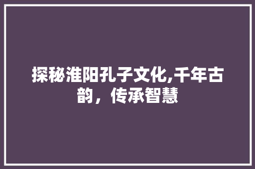探秘淮阳孔子文化,千年古韵，传承智慧