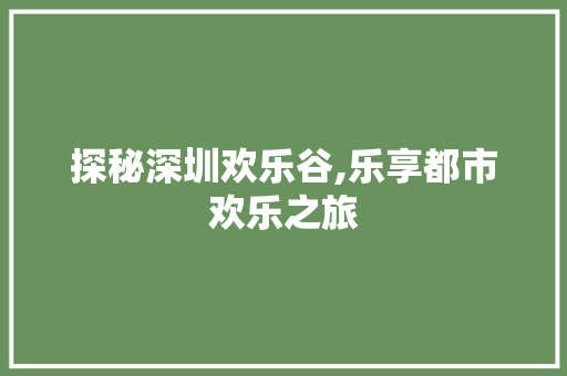 探秘深圳欢乐谷,乐享都市欢乐之旅  第1张