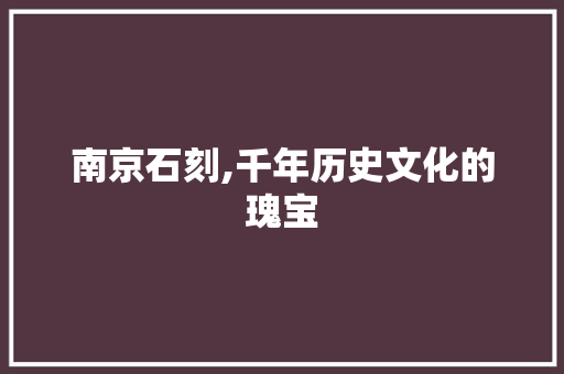 南京石刻,千年历史文化的瑰宝