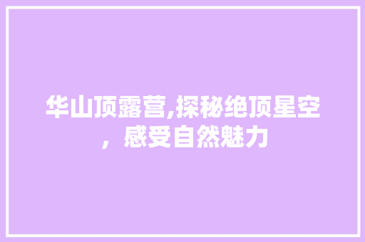 华山顶露营,探秘绝顶星空，感受自然魅力