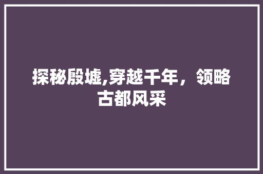 探秘殷墟,穿越千年，领略古都风采  第1张