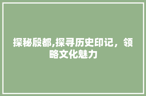 探秘殷都,探寻历史印记，领略文化魅力