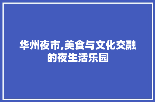 华州夜市,美食与文化交融的夜生活乐园  第1张
