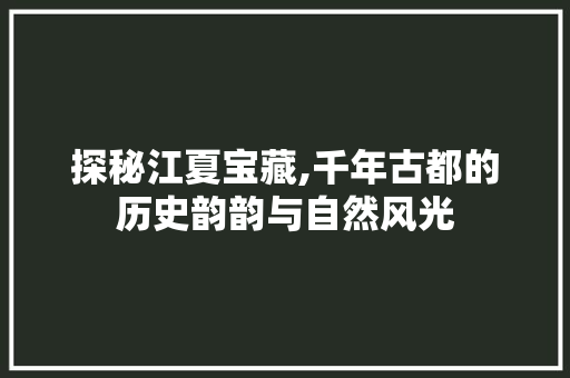 探秘江夏宝藏,千年古都的历史韵韵与自然风光  第1张