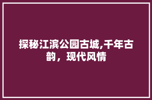 探秘江滨公园古城,千年古韵，现代风情