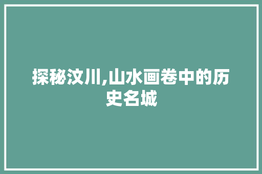 探秘汶川,山水画卷中的历史名城  第1张