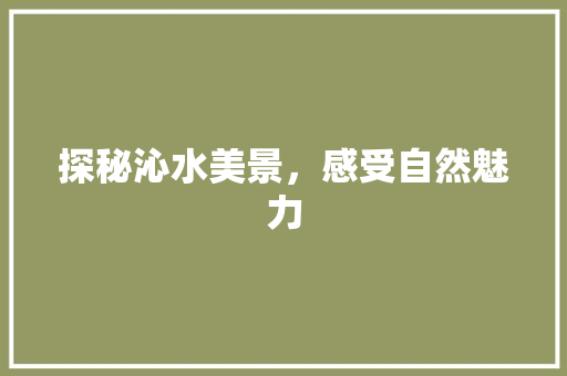 探秘沁水美景，感受自然魅力