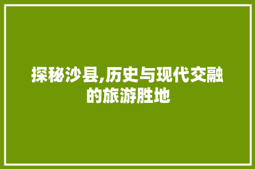探秘沙县,历史与现代交融的旅游胜地  第1张